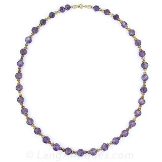 Antique Amethyst Bead Necklace