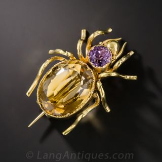 Antique Amethyst Citrine Bug - 2