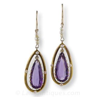 Antique  Amethyst Drop Earrings