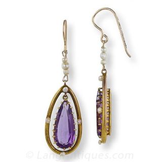Antique  Amethyst Drop Earrings