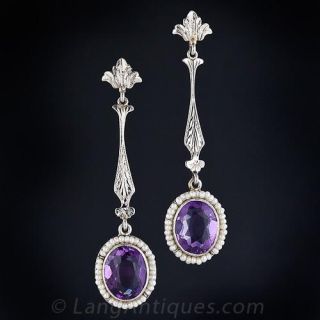 Antique Amethyst Drop Earrings