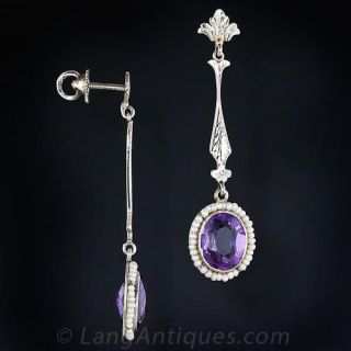 Antique Amethyst Drop Earrings