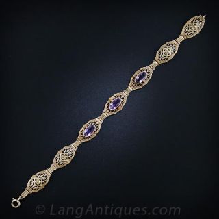 Antique Amethyst Filigree Bracelet