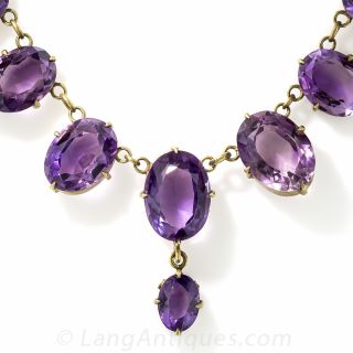 Antique Amethyst Necklace in Gilded Metal