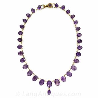 Antique Amethyst Necklace in Gilded Metal