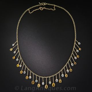 Antique Aquamarine and Citrine Necklace