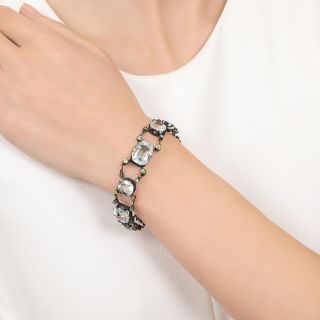 Antique Aquamarine and Demantoid Garnet Bracelet