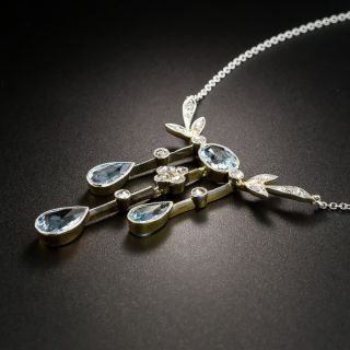 Antique Aquamarine and Diamond Drop Necklace, Circa 1900