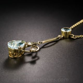 Antique Aquamarine and Pearl Necklace