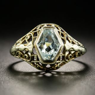 Antique Aquamarine Filigree Ring - 2