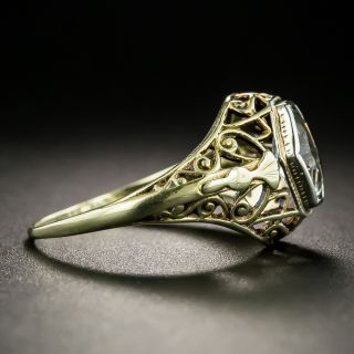 Antique Aquamarine Filigree Ring
