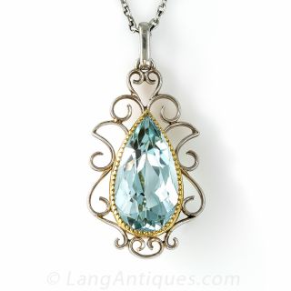 Antique Aquamarine Pendant Necklace