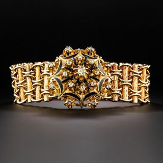 Antique Austro-Hungarian Diamond and Black Enamel Bracelet - 2
