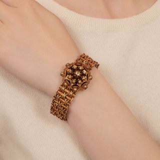 Antique Austro-Hungarian Diamond and Black Enamel Bracelet