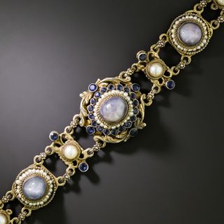 Antique Austro-Hungarian Star Sapphire and Seed Pearl Bracelet - 2