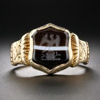 Antique Banded Agate Intaglio Ring
