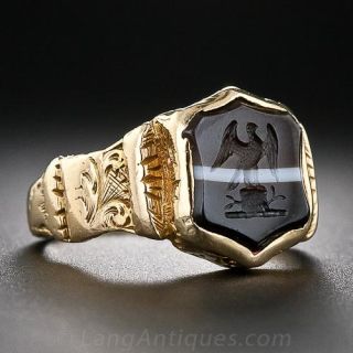 Antique Banded Agate Intaglio Ring