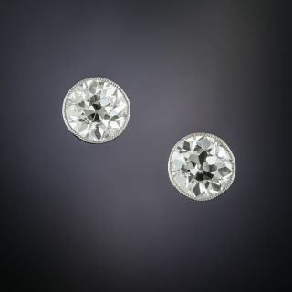 Antique Bezel-Set Diamond Stud Earrings