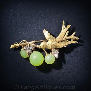 Antique Bird and Grapes Pin