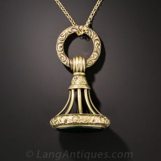 Antique Bloodstone Fob Necklace