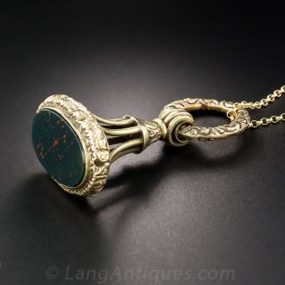 Antique Bloodstone Fob Necklace