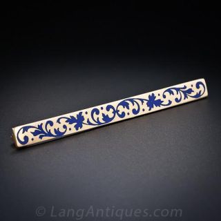 Antique Blue Enamel Bar Pin