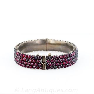 Antique Bohemian Garnet Bangle Bracelet