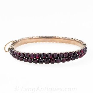 Antique Bohemian Garnet Bangle Bracelet