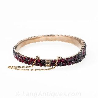 Antique Bohemian Garnet Bangle Bracelet