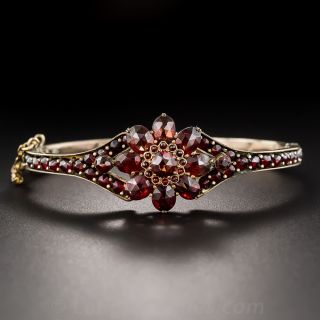 Antique Bohemian Garnet Bangle Bracelet