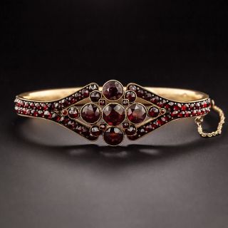 Antique Bohemian Garnet Cluster Bangle - 1