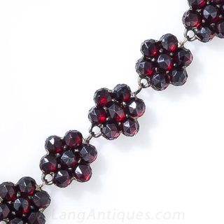 Antique Bohemian Garnet Cluster  Bracelet