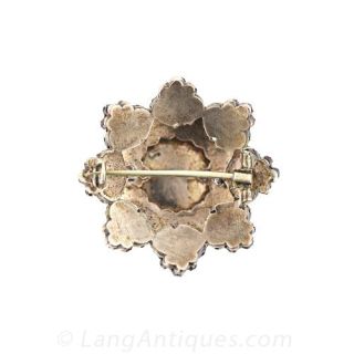 Antique Bohemian Garnet Flower Brooch