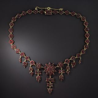 Antique Bohemian Garnet Fringe Necklace - 1