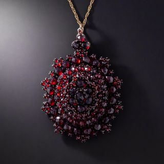 Antique Bohemian Garnet Glass-Backed Locket Pendant - 2