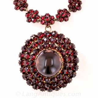 Antique Bohemian Garnet Necklace with Detachable Pendant/Brooch