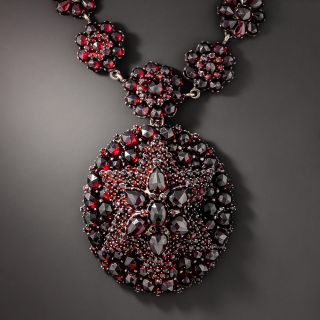 Antique Bohemian Garnet Pendant Necklace - 2