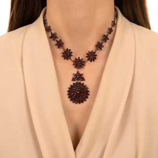 Antique Bohemian Garnet Pendant Necklace