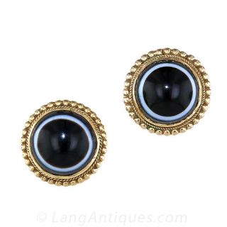 Antique Bull's-Eye Agate Earrings