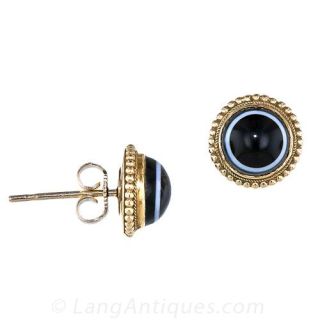 Antique Bull's-Eye Agate Earrings