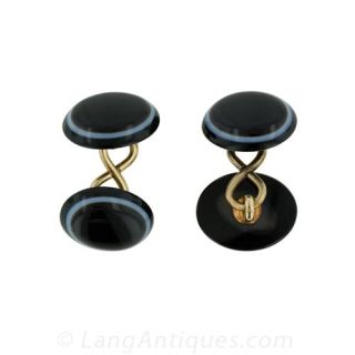 Antique Bullseye Agate Cufflinks