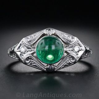 Antique Cabochon Emerald Ring