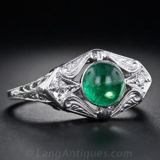 Antique Cabochon Emerald Ring