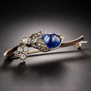 Antique Cabochon Sapphire Acorn Pin