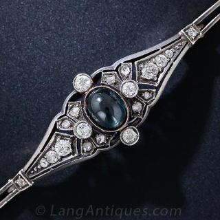 Antique Cabochon Sapphire and Diamond Bracelet