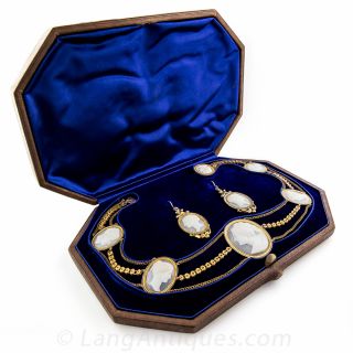 Antique Cameo Necklace and Earrings Set
