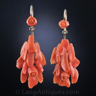 Antique Carved Coral Earrings