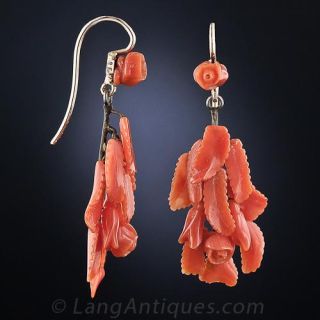 Antique Carved Coral Earrings