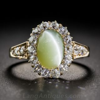 Antique Cat's Eye and Diamond Ring