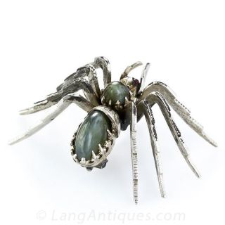 Antique Cat's Eye Spider Brooch